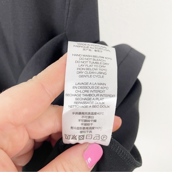 IRO Pearls Draped Mini Dress Solid Black Large Cocktail Party Casual - Picture 7 of 8